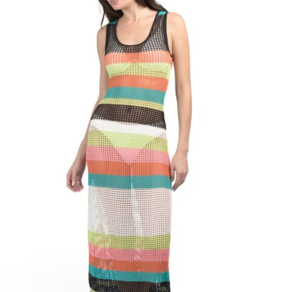 NWT PQ SWIM Shiloh Crochet Multicolor Cover-up Dress Size XS/S - Picture 4 of 8
